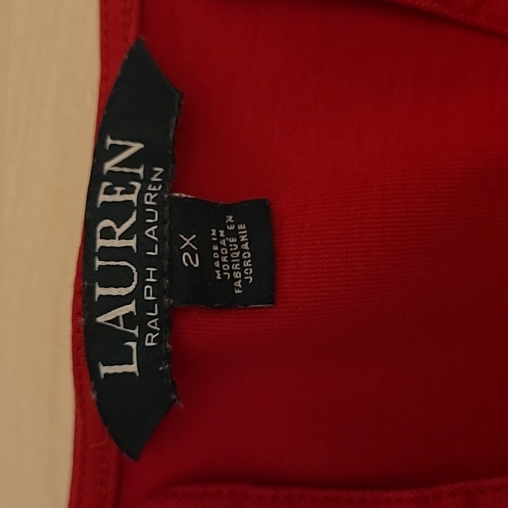 Lauren Ralph Lauren Red 100% Cotton Three Quarter Blouse - Picture 4 of 11